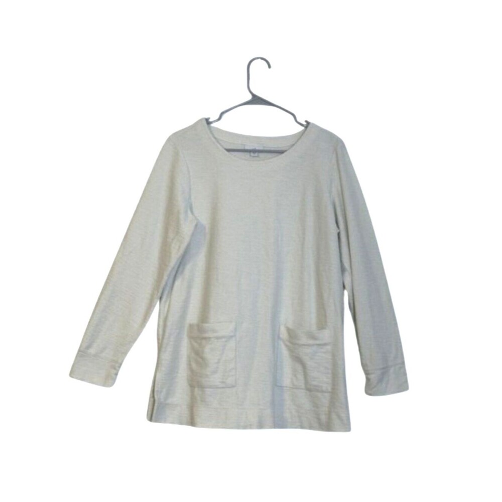 J. Jill Cotton Lightweight Long Sleeve Pocket Top Size Med Lagenlook Boho Tunic